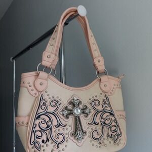 Pink And White Cross Purse